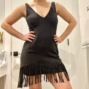 zara suede fringe dress